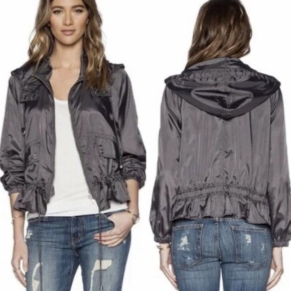 Free People Jackets & Blazers - Free People Ripstop Parachute Jacker Gray Nylon Zip-Up Size XS Extra Small